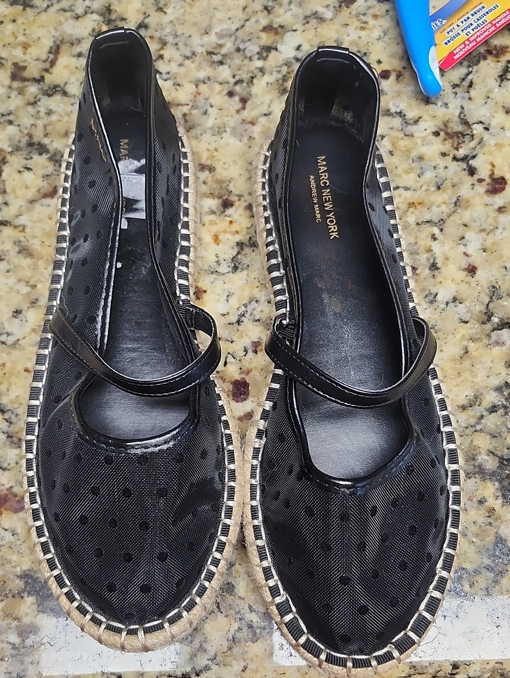 Marc New York Black Mesh Mary Jane Espadrille Flats Brand new 8.5